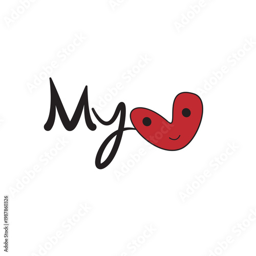 My Heart Red Hand Lettering