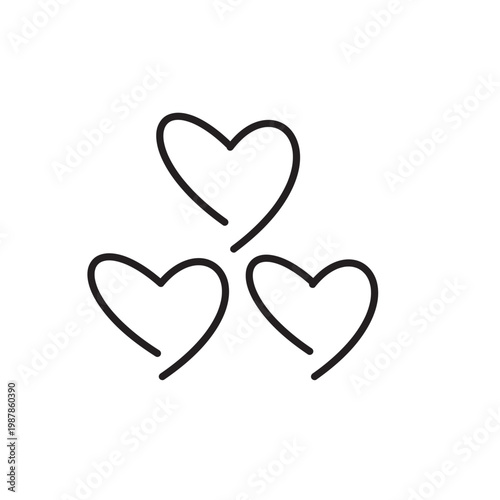 Three Little Hearts Line Icon