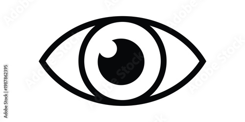 A black and white illustration of a human eye