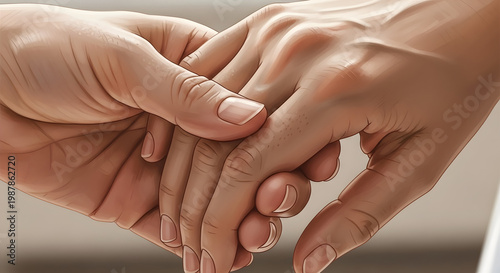 Two hands holding each other tightly.