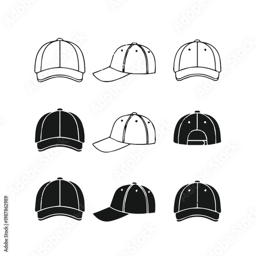 Collection of baseball caps in various styles and colors