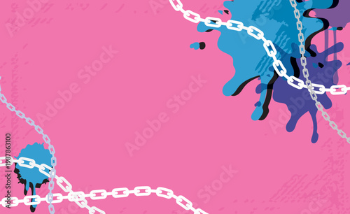 パンクロックビビッドカラーインク飛沫装飾