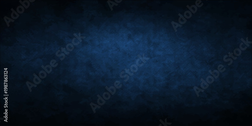 Dark blue grunge background with a vintage aged texture on an old rough concrete wall surface for a blank dark wallpaper design