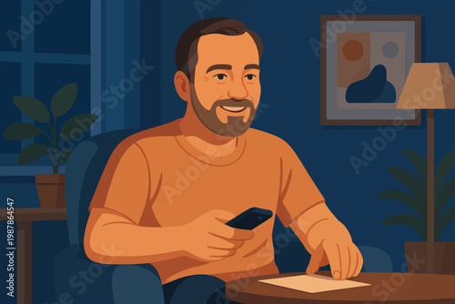Man relaxing at home watching TV