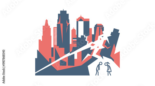 Cracked Cityscape and Tiny Figures