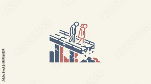 Broken Bridge Symbolizing Relationship Breakdown