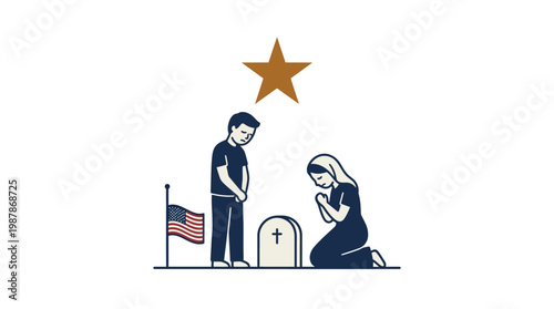 Family Mourning at a Soldier's Grave