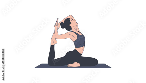 Yoga woman doing a backbend exercise in a vector illustration style