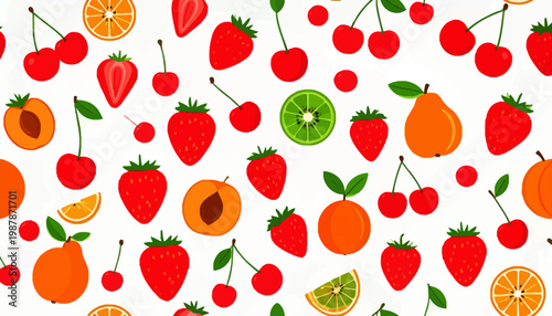 Fresh Fruit Assortment Colorful Illustration.