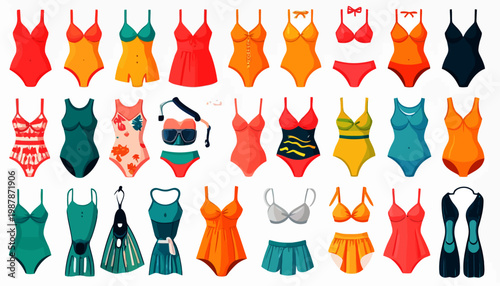 Variety of womens swimsuits on display.