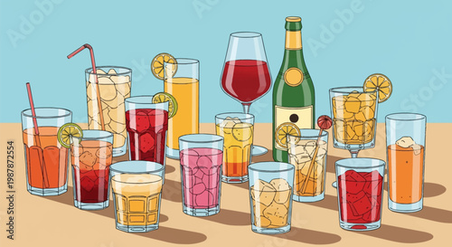 set of alcoholic drinks