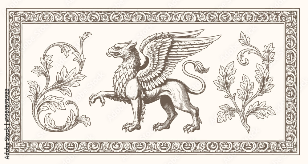 Φωτογραφία engraving illustration of victorian, rococo, baroque style elements