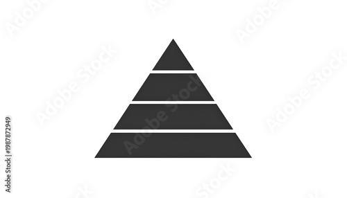 A dark gray pyramid diagram with four horizontal layers, centrally positioned on a white backdrop. The pyramid rises steadily