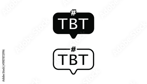 TBT throwback Thursday icon set with speech bubbles and hashtag