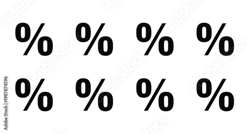 Arrangement of black percentage symbols on a white background
