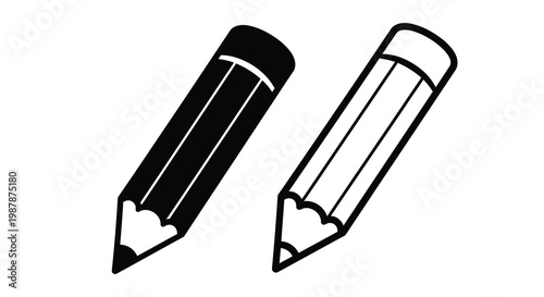 Two pencils one solid black and one outlined a striking silhouette