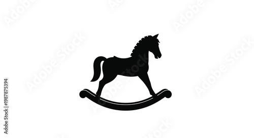 Black rocking horse illustration with a distinct silhouette