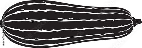 Black and white striped zucchini, vegetable icon, illustration, food element