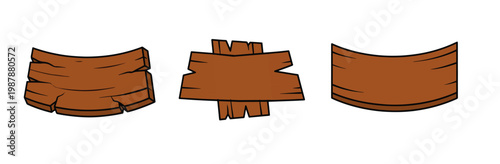 Wooden Signboards Icon Set on PNG Background, wood, wooden, signboard, plank, board, banner, rustic, vintage, timber, wood texture, carved, cracked, curved, smooth, jagged, arched, rough, polished, 