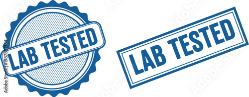 Blue Lab Tested Stamp Badges Vector Set for Certified Laboratory Approved Products and Packaging