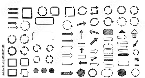 Hand drawn arrow and shape collection a versatile set for diagrams flowcharts and creative projects