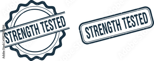 Strength Tested Badge Stamps Vector Set for Quality Assurance and Product Certification Labels