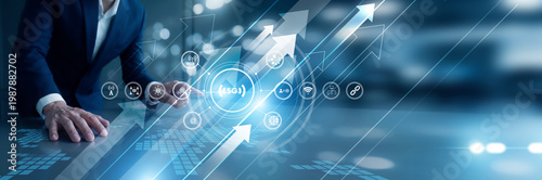 Foto Network expert hand touch 5G Technology module activating high-speed connectivity and low latency