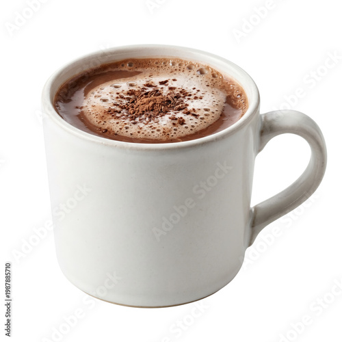 Cuadro en lienzo Hot chocolate with whipped foam and cocoa powder