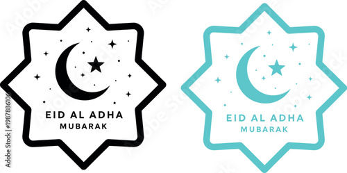 Eid al adha mubarak star decorations black and teal designs