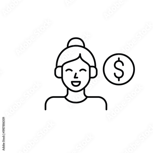 Music streaming cost, audio service payment. Woman in headphones recording podcast. Pixel perfect, editable stroke vector icon