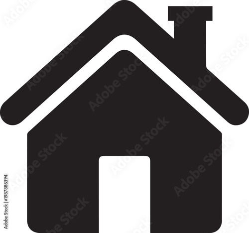 A black house icon with a chimney
