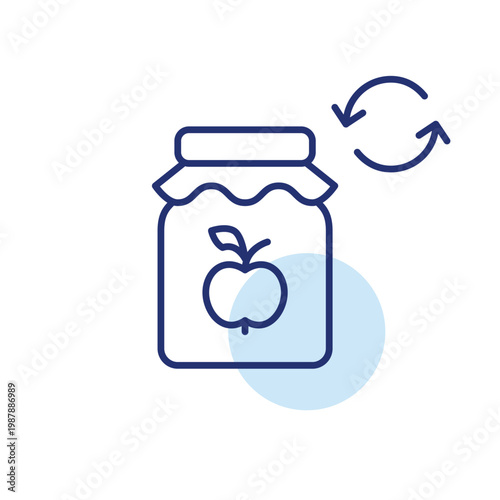 Pantry shelf life cycle. Apple jam jar and renew arrows. Pixel perfect, editable stroke vector icon