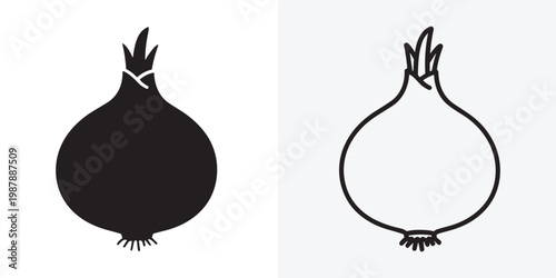 onion minimal food vector icon, onion silhouette, onion outline