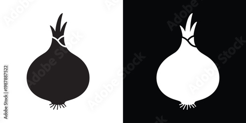 onion minimal food vector icon, onion silhouette, onion outline