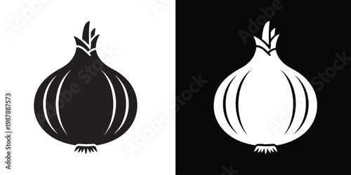 onion minimal food vector icon, onion silhouette, onion outline
