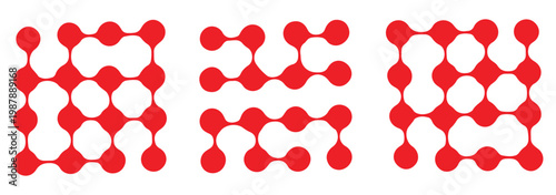 Connected dots vector signs. Innovation abstract symbol. Circles simple organic pattern. Metaball icons. Point movement. Connected blobs. Metaballs transition. Set of flat logos