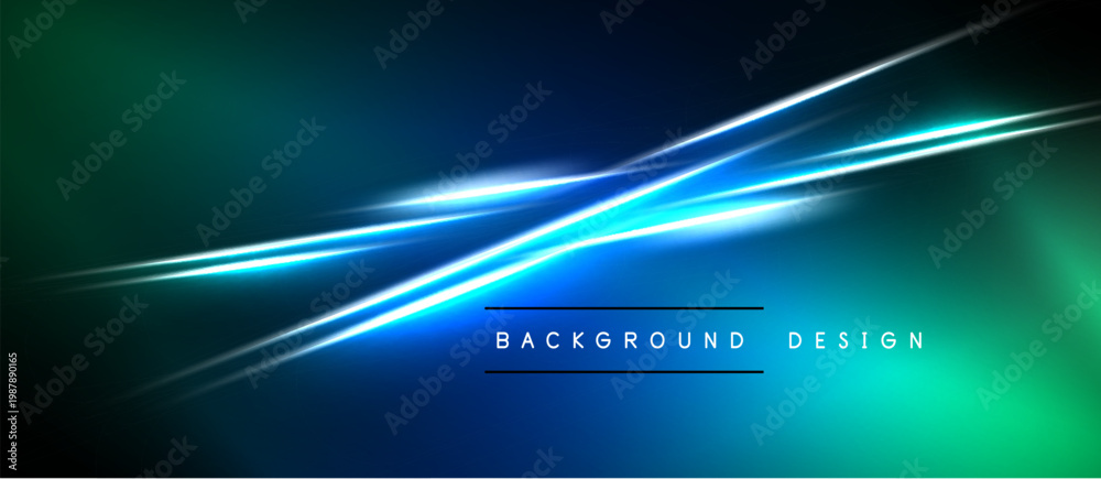 Fototapeta premium Abstract blue green gradient background. Dynamic lines create modern visual effect. Text reads background design. Simple, sleek presentation.