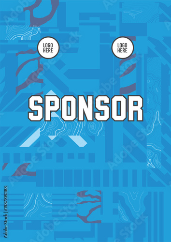 Abstract Blue Geometric Tech Topographic Map Pattern Background Template for Sports Jersey Esports Apparel and Sublimation Printing