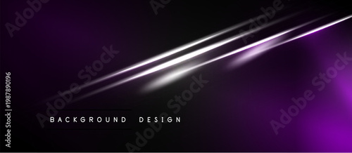 Dark purple background features bright white lines. Modern design suggests illumination, energy, sleekness. Minimalist aesthetic creates dramatic effect.