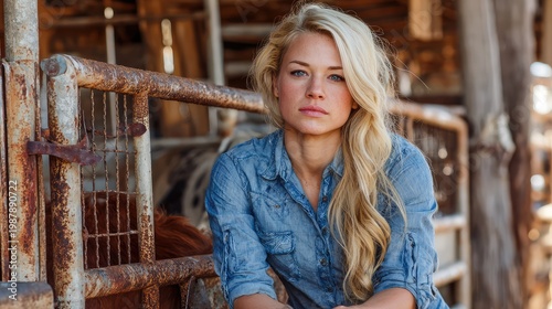 Portrait of a Young Woman in a Rustic Farm Setting