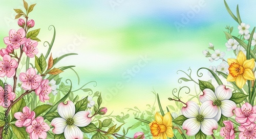 Beautiful Watercolor Floral Arrangement with Soft Pastel Colors.