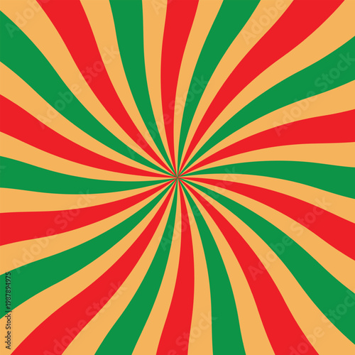 Circus background with spiral yellow and orange rays. Vintage radial sunburst pattern with dynamic beams. Retro carnival, circus tent, summer fair or  style backdrop for posters, banners . EPS 10 .