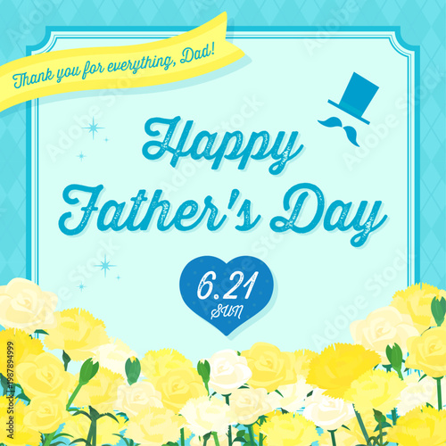 カーネーションと薔薇の父の日テンプレート_正方形