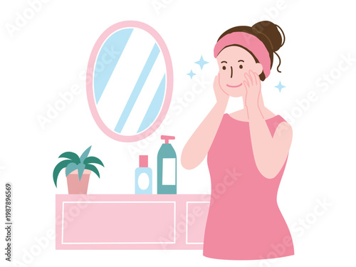 スキンケアする女性