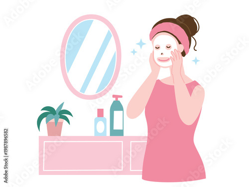 フェイスパックする女性