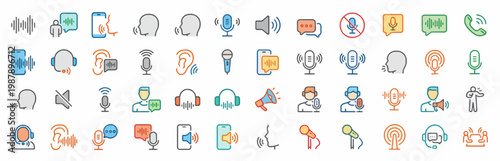 colorful communication icons set for technology and business