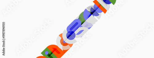 Colorful abstract text design. Letters overlap, creating dynamic visual impact. Bright hues dominate white background.