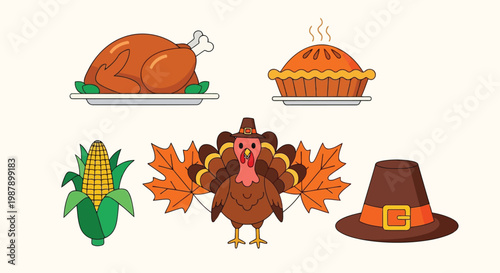 Classic thanksgiving symbols and traditional holiday foods