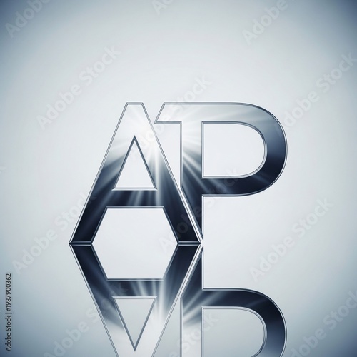 光沢メタリック文字の光線反射。