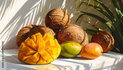 High-Key Tropical- Bright  overexposed palm shadows across